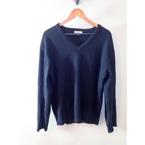 Hilwin Cashmere Knit Sweater XL Black Minimalist Soft Vintage Luxury